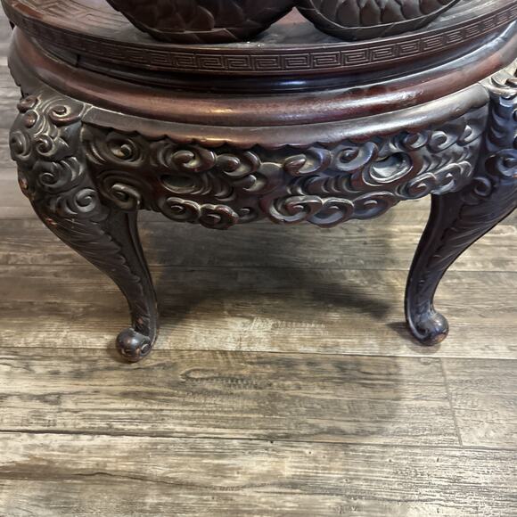 Late 19th century Chinese dragon carved armchair with medallion back 27"L x 21"W - Picture 12 of 12